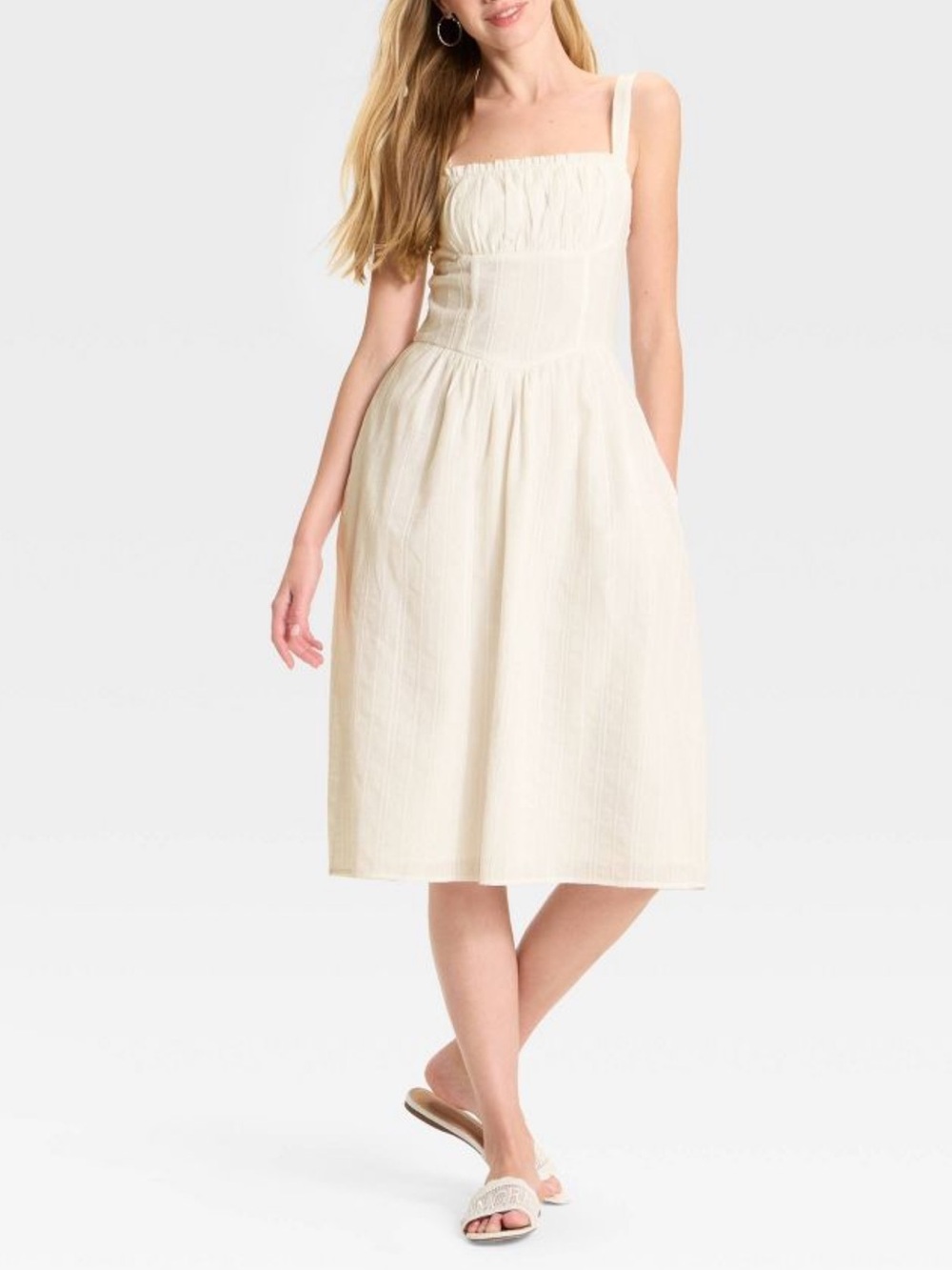 White Sleeveless Midi Dress - Elegant Summer Style